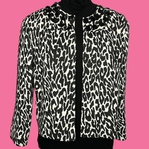 Jessica Howard Leopard Animal Print Jacket with Jeweled Collar - Size 14W